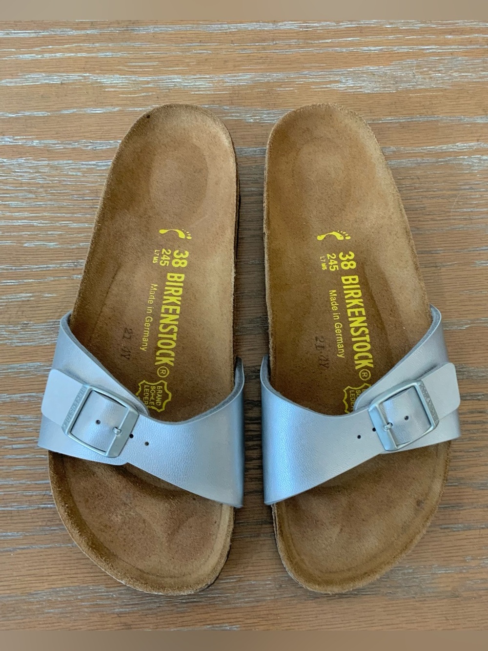 Birkenstock Silver Gray Slip On Sandals US7.5 EU38